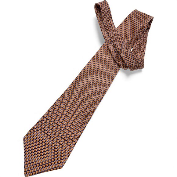 Nautica Silk Tie Geometric Orange Blue Diamonds - Picture 2 of 7